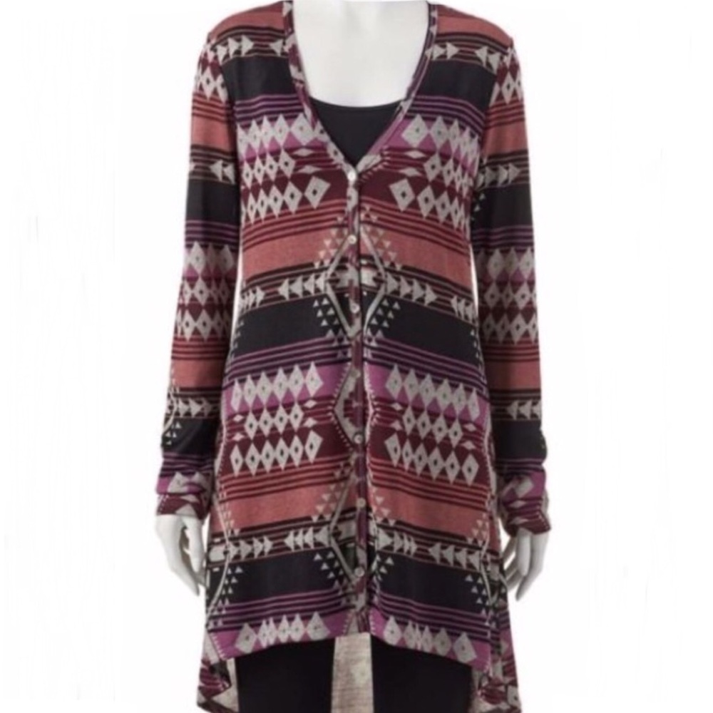 About A Girl Aztec Tribal Cardigan Duster
